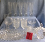 Large box of vintage glass and crystal
