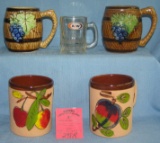 Group of vintage fruit decorated mugs
