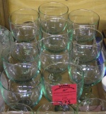 Set of  green art glass drink glasses