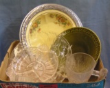 Box of estate glassware and porcelain bowls