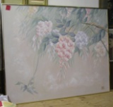 Large oil on canvas floral painting