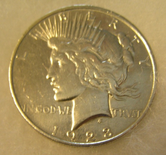 1923D Lady Liberty Peace silver dollar in extra fine condition