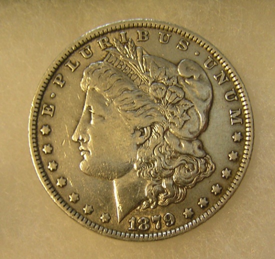 1879 Morgan silver dollar in fine condition