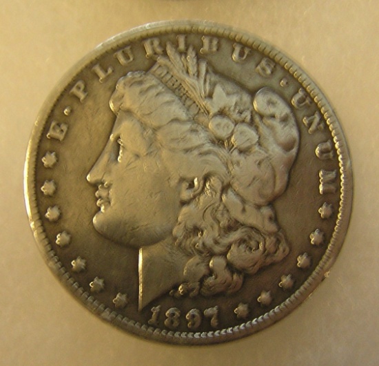 1897 Morgan silver dollar in fine condition