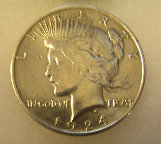 1924 Lady Liberty Peace silver dollar in fine condition