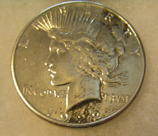 1922S Lady Liberty Peace silver dollar in fine condition