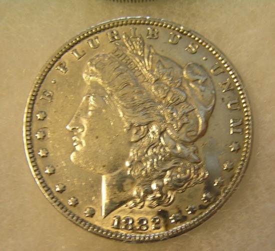 1882 Morgan silver dollar in very fine condition