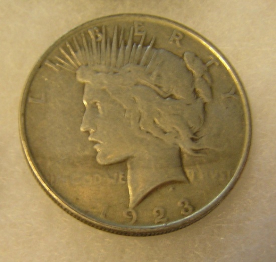 1923 Peace silver dollar in very good condition