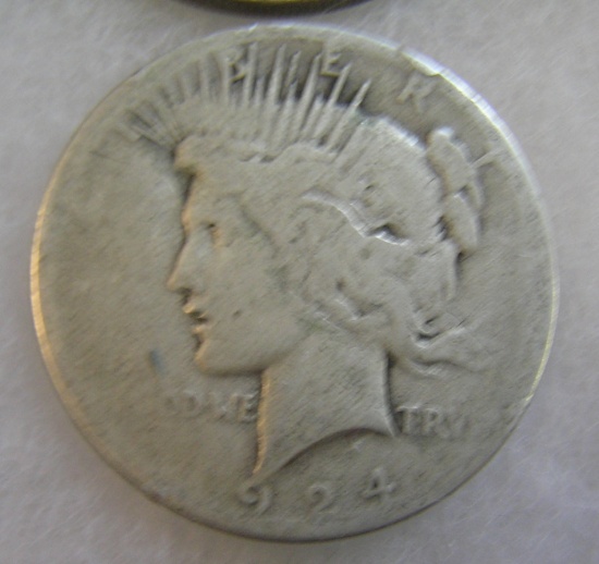 1924S Lady Liberty Peace silver dollar in fair condition