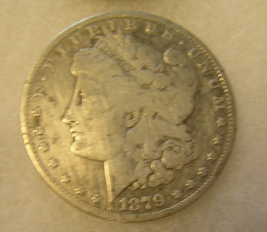 1879S Morgan silver dollar in good condition