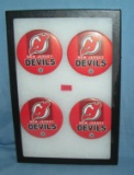 Group of vintage NHL NJ Devils hockey pin back buttons