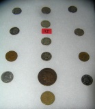 Group of US and world coins