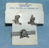 Vintage Roy Rogers cuff links and tie bar set