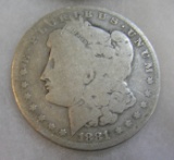 1881-O Morgan silver dollar in fair condition
