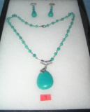 costume jewelry turquoise style necklace and earring set