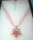 Quality costume jewelry enameled floral necklace