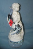 Hand painted cement nautical child and dolphin figure