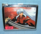 Fancy decorated cigarette case and lighter combo with Inuyasha figure