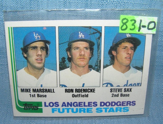 Mike Marshall, Steve Sax, Ron Roenicke baseball card