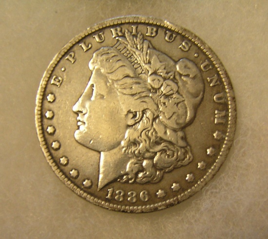 1886-O Morgan silver dollar in fine condition