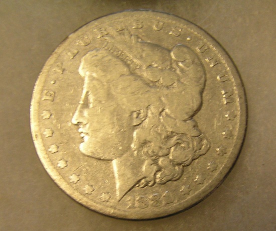 1881S Morgan silver dollar in very good condition