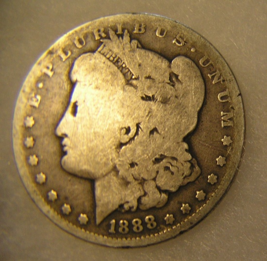 1888O Morgan silver dollar in fair condition
