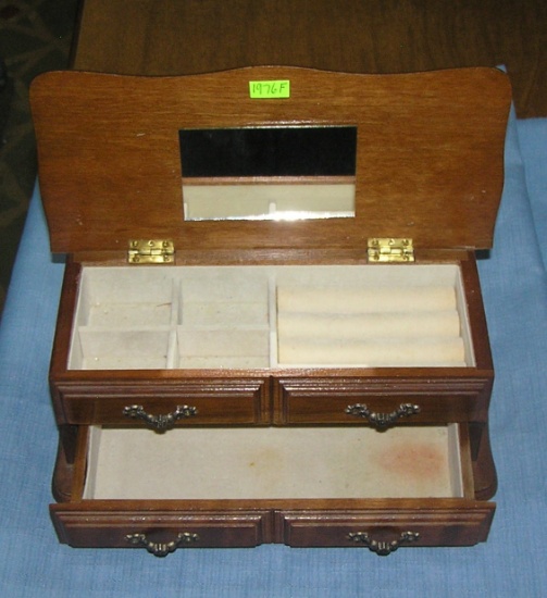 Vintage walnut mirrored jewelry box