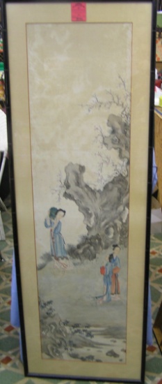 Large framed oriental water color painting