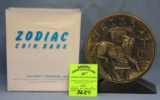 Vintage cast metal zodiac bank Aries