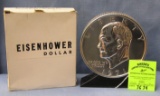 Vintage cast metal Eisenhower dollar coin bank