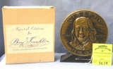 Vintage cast metal Benjamin Franklin bank