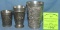 Group of three vintage souvenir pewter drink cups