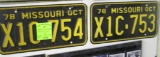 Pair of vintage Missouri license plates