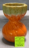 Early two toned art pottery flower vase signed USA