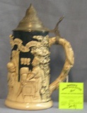 Nice early German beer stein with pewter lid