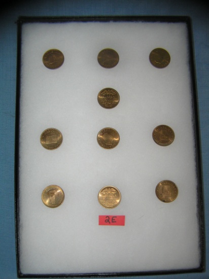 Collection of solid brass US state commemoratives