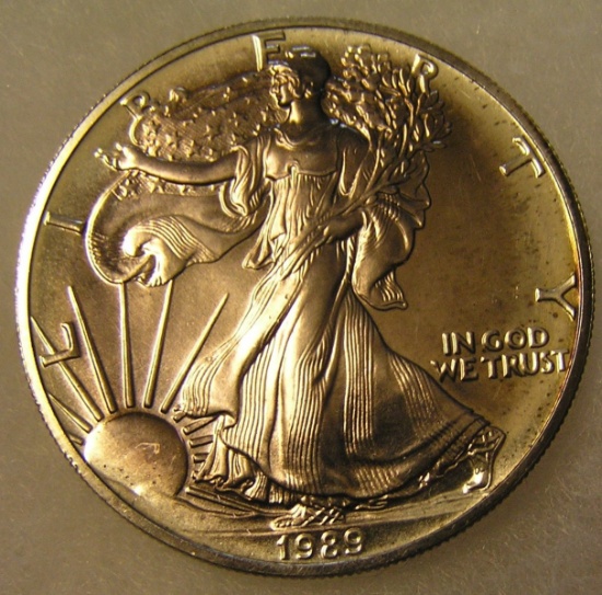 1989 Walking Liberty lady silver dollar