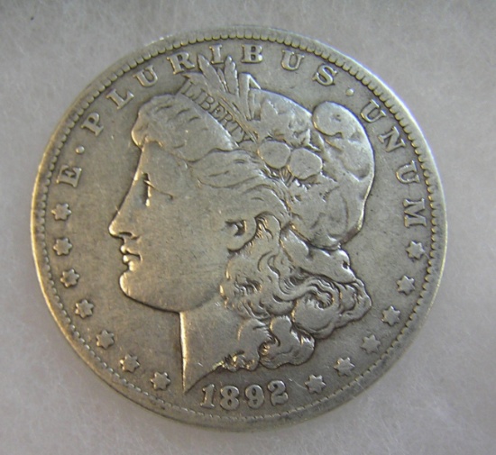 1892-O Morgan silver dollar in fine condition