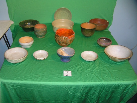 Collection of art pottery bowls