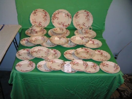 Paint decorated antique dinner ware set