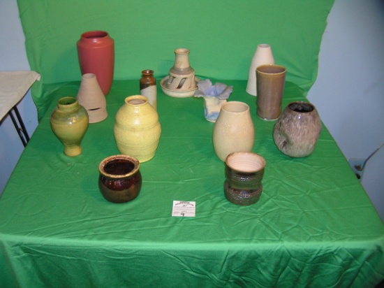 Large collection of art pottery vases and containers