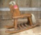 Wood, leather & mohair rocking horse with glass eyes