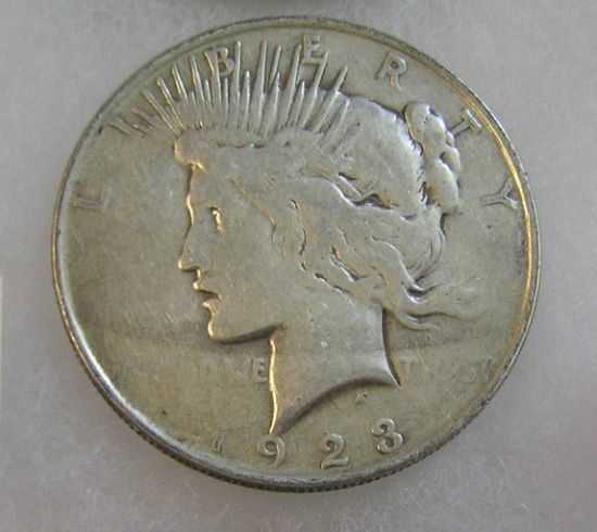1923 Peace silver dollar in very good condition