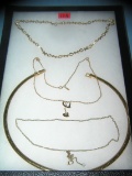 Collection of gold plated costume jewelry necklaces