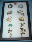 Collection of vintage costume jewelry pins