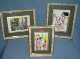 Group of 3 signed modern art pieces