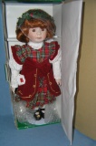 Vintage limited edition plaid dressed porcelain doll