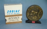 Taurus all cast metal Zodiac bank with original box