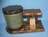 Antique style humidor and 6 piece pipe holder