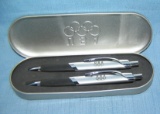 US Olympic pen set in metal collector's tin case